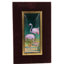 LIMOGES - "Flamants roses", plaque en ém