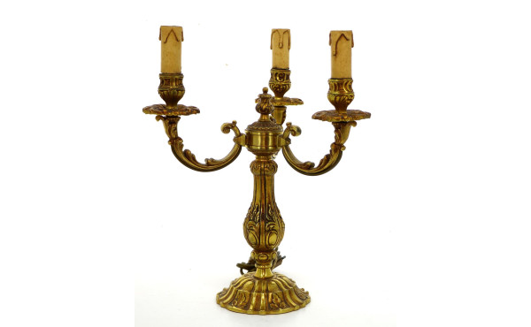 Candélabre à 3 bras de lumière en bronze