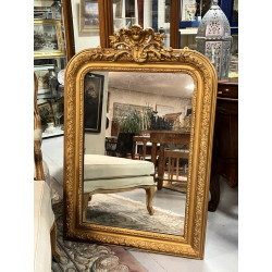 Miroir ancien de style rocaille, redoré,