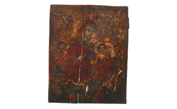 ICONE - "Vierge à l'Enfant", huile sur p