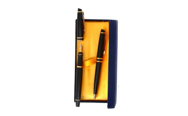 WATERMAN - Parure noir et or, bille (rec