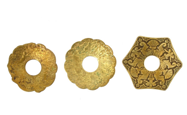 Lot de 3 bobèches en laiton doré, 3 modè