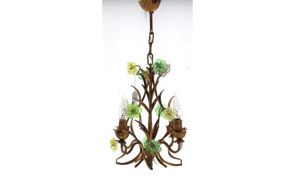 Suspension en métal doré et verre de cou