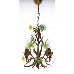 Suspension en métal doré et verre de cou