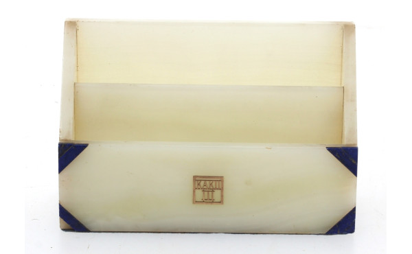 Trieur à courrier en onyx blanc et lapis