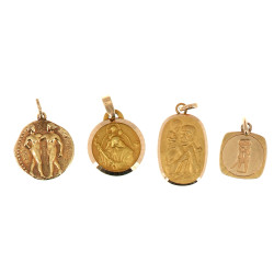 Lot de 4 médaille en plaqué or : St Chri