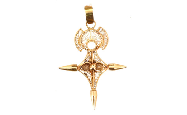 Pendentif croix d'Agadès en or jaune, po