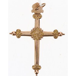 Pendentif croix ancien en plaqué or, H 9
