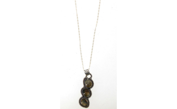 Pendentif en argent et labradorite sur c