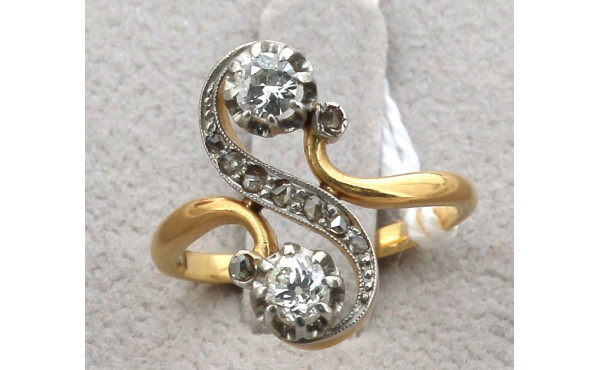 Bague ancienne deux ors style toi et moi