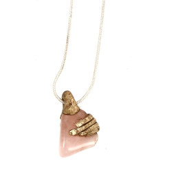 Pendentif en quartz rose et céramique su