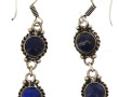 Paire de BO pendantes en argent et lapis