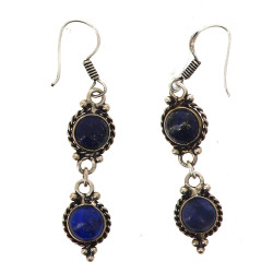 Paire de BO pendantes en argent et lapis