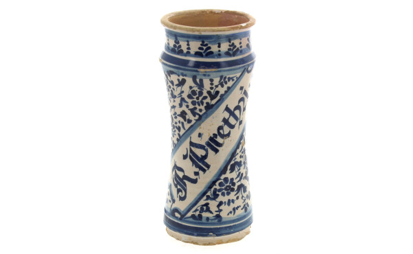 Albarello ancien en faïence à décor en é