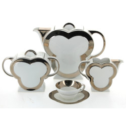 Service à café ART DECO en porcelaine bl