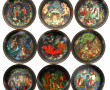 RUSSIE - 12 assiettes à gâteaux en porce