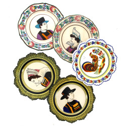 HENRIOT et HB Quimper - 5 assiettes en f