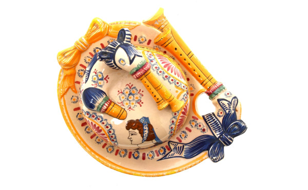 HENRIOT - Beurrier en faïence polychrome
