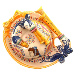 HENRIOT - Beurrier en faïence polychrome