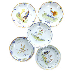 HB Henriot Quimper - 5 assiettes en faïe