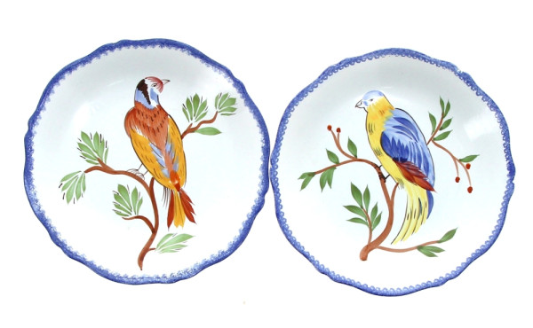 HENRIOT Quimper - Paire d'assiettes en f