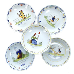 HB Henriot Quimper - 5 assiettes en faïe