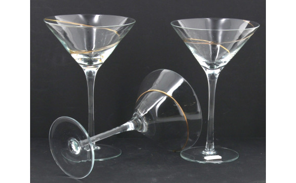 7 verres à cocktail en verre et filet do