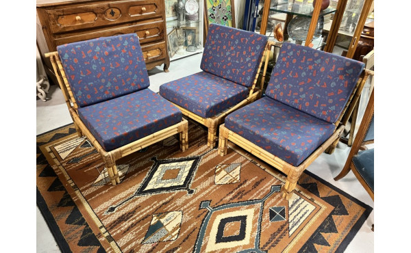 3 fauteuils en rotin