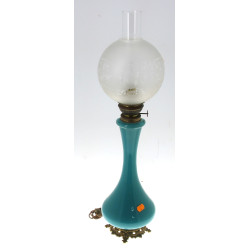 Lampe à pétrole électrifiée en verre cou