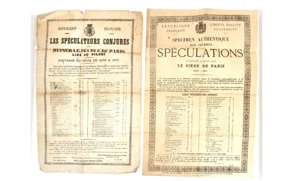 SOUVENIR DU SIÈGE DE PARIS. 2 Affiches :