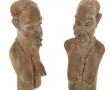 Paire de bustes africains en bois sculpt