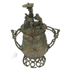 Pot ashanti en bronze à décor d'un digni