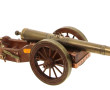 Canon miniature en bois, cuivre et laito