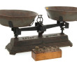 Balance ancienne avec séries de poids et