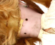 Poupée ancienne tête porcelaine, yeux bl