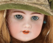 Poupée ancienne tête porcelaine, yeux bl
