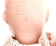 Poupée tête porcelaine, nuque marquée "F