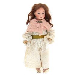 Poupée tête porcelaine, nuque marquée "F