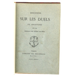 BRANTOME "Discours sur les duels". Pari