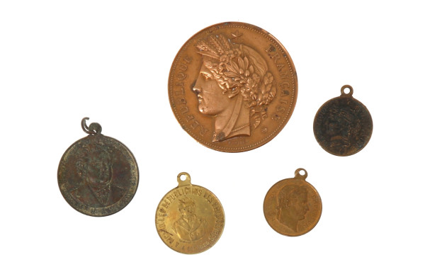 Lot de 5 médailles XIXème : jeton souven