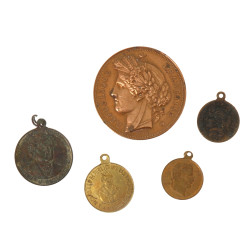 Lot de 5 médailles XIXème : jeton souven