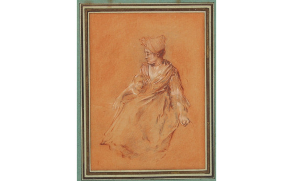 Ecole Française XIXème "Jeune femme assi