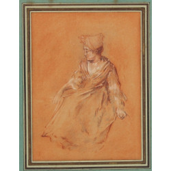 Ecole Française XIXème "Jeune femme assi