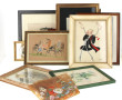 Lot de 12 petits tableaux et gravures, d