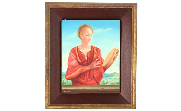 QUELLIER (Xxème) "Femme au tambourin", h