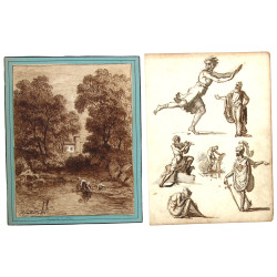 David SUTTER (1811-1880) "Lavandière au 