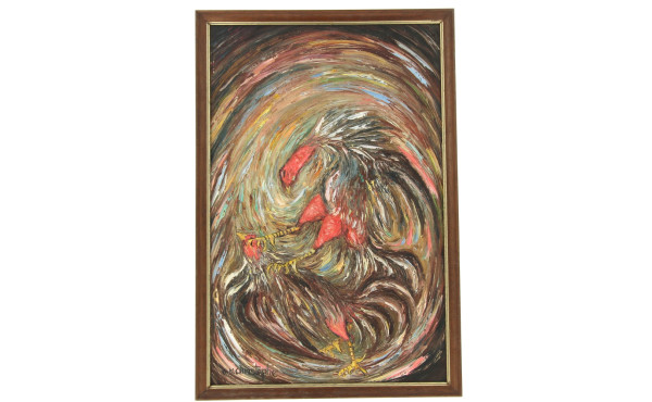 OSMIN CHRISTOPHE (1935) "Combat de coq" 