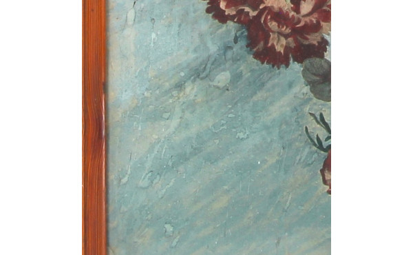 "Vase fleuri", gravure ancienne, rehauss