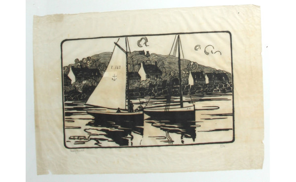 Charles MENNERET (1876-1946) "Bateaux de