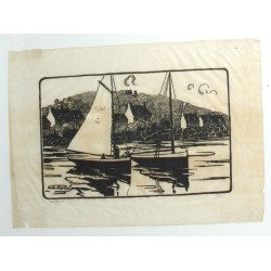 Charles MENNERET (1876-1946) "Bateaux de